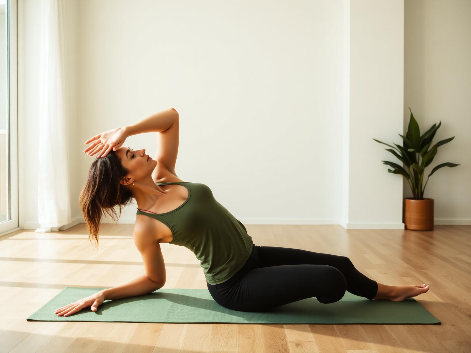 Žena cvičící jemný pilates